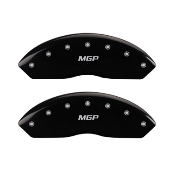 Picture of MGP Front set 2 Caliper Covers Engraved Front MGP Black finish silver ch