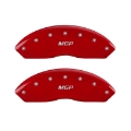 Picture of MGP Front set 2 Caliper Covers Engraved Front MGP Red finish silver ch