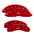 Picture of MGP Front set 2 Caliper Covers Engraved Front MGP Red finish silver ch