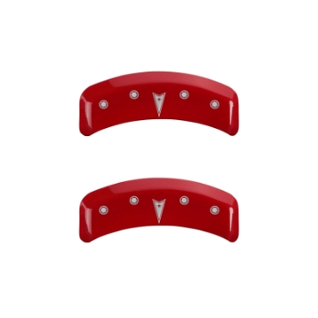 Picture of MGP 4 Caliper Covers Engraved Front Pontiac Engraved Rear Arrow Red finish silver ch
