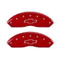 Picture of MGP Front set 2 Caliper Covers Engraved Front Bowtie Red finish silver ch
