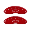 Picture of MGP Front set 2 Caliper Covers Engraved Front Bowtie Red finish silver ch