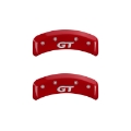 Picture of MGP 4 Caliper Covers Engraved Front Mustang Engraved Rear SN95-GT Red finish silver ch
