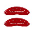 Picture of MGP 4 Caliper Covers Engraved Front Mustang Engraved Rear Pony Red finish silver ch