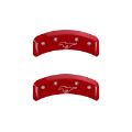 Picture of MGP 4 Caliper Covers Engraved Front Mustang Engraved Rear Pony Red finish silver ch