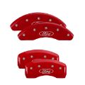 Picture of MGP 4 Caliper Covers Engraved Front Mustang Engraved Rear Pony Red finish silver ch