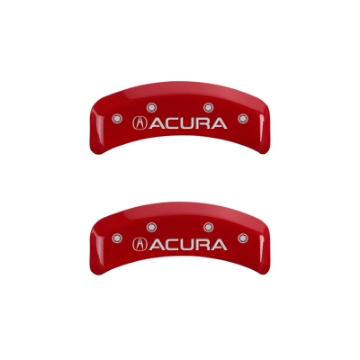 Picture of MGP 4 Caliper Covers Engraved Front & Rear Acura Red finish silver ch