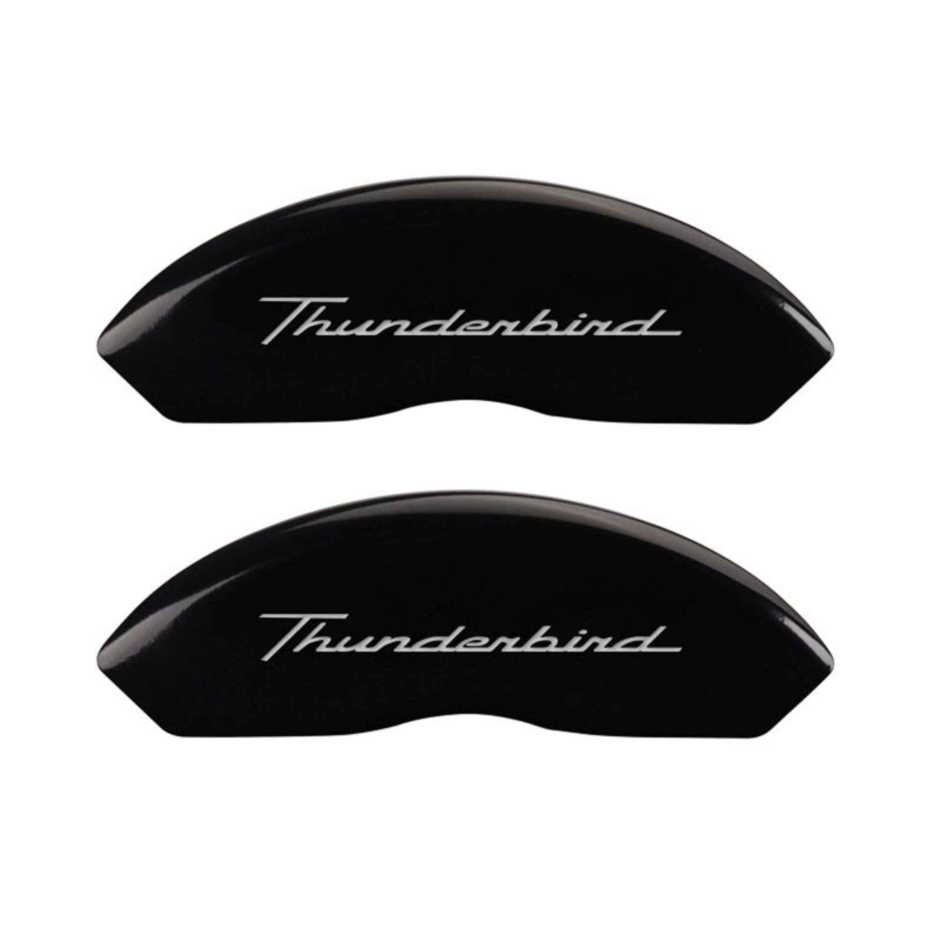 Picture of MGP 4 Caliper Covers Engrvd Front No bolts-Tbird Engrvd Rear-Tbird Emblem Blk fnsh slvr ch