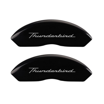Picture of MGP 4 Caliper Covers Engrvd Front No bolts-Tbird Engrvd Rear-Tbird Emblem Blk fnsh slvr ch