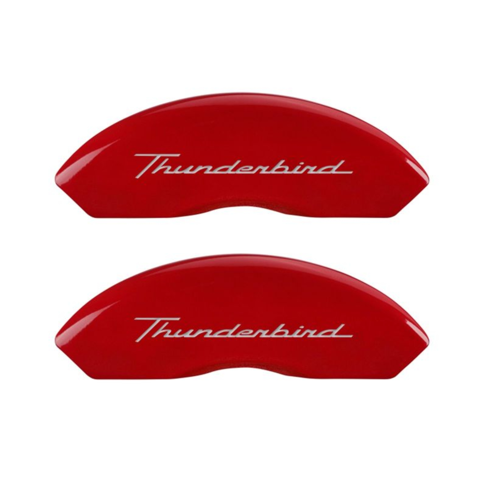 Picture of MGP 4 Caliper Covers Engrvd Front No bolts-Tbird Engrvd Rear-Tbird Emblem Red fnsh slvr ch