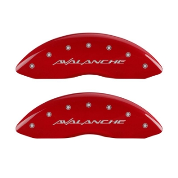 Picture of MGP 4 Caliper Covers Engraved Front & Rear Avalanche Red finish silver ch