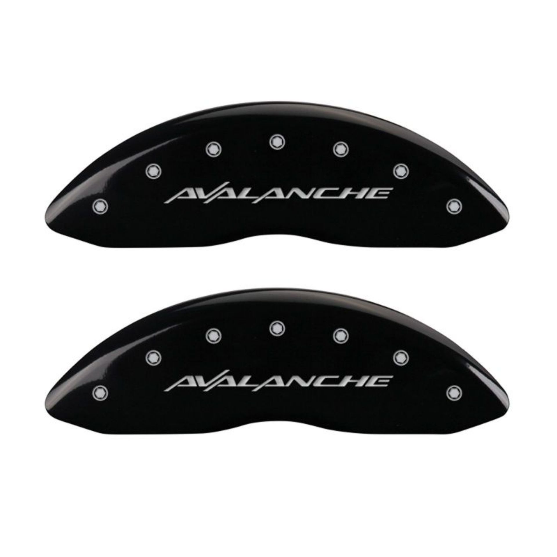 Picture of MGP 4 Caliper Covers Engraved Front & Rear Avalanche Black finish silver ch