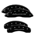 Picture of MGP 4 Caliper Covers Engraved Front & Rear Avalanche Black finish silver ch