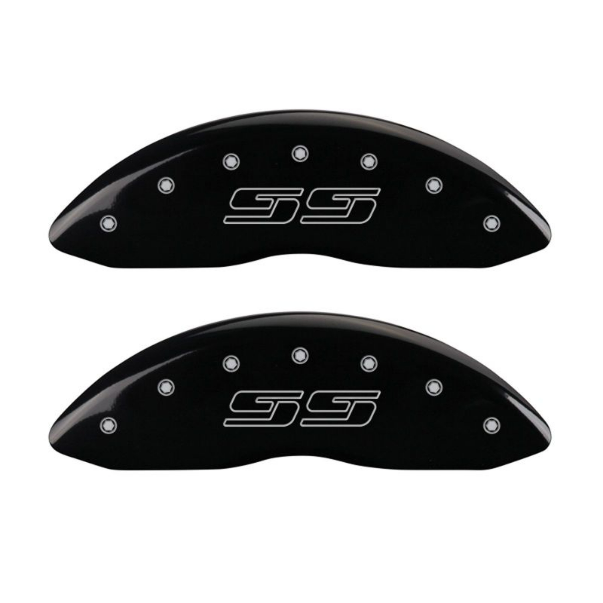 Picture of MGP 4 Caliper Covers Engraved Front & Rear Avalanche style-SS Black finish silver ch
