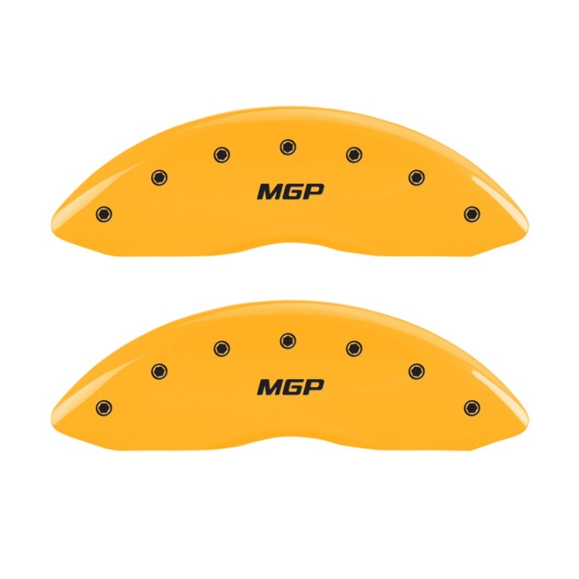 Picture of MGP Front set 2 Caliper Covers Engraved Front MGP Yellow finish black ch