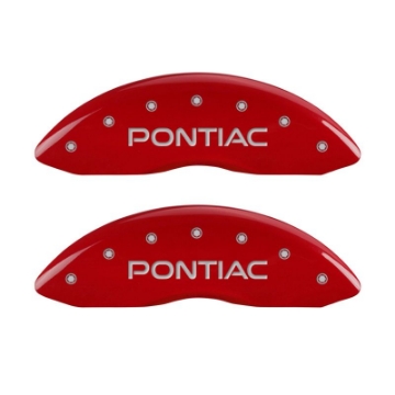 Picture of MGP 4 Caliper Covers Engraved Front Pontiac Engraved Rear GTO Red finish silver ch