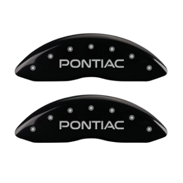 Picture of MGP 4 Caliper Covers Engraved Front Pontiac Engraved Rear GXP Black finish silver ch