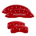 Picture of MGP 4 Caliper Covers Engraved Front Pontiac Engraved Rear G6 Red finish silver ch