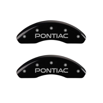 Picture of MGP 4 Caliper Covers Engraved Front Pontiac Engraved Rear Arrow Black finish silver ch