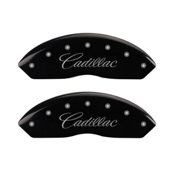Picture of MGP 4 Caliper Covers Engraved Front Cursive-Cadillac Engraved Rear STS Black finish silver ch