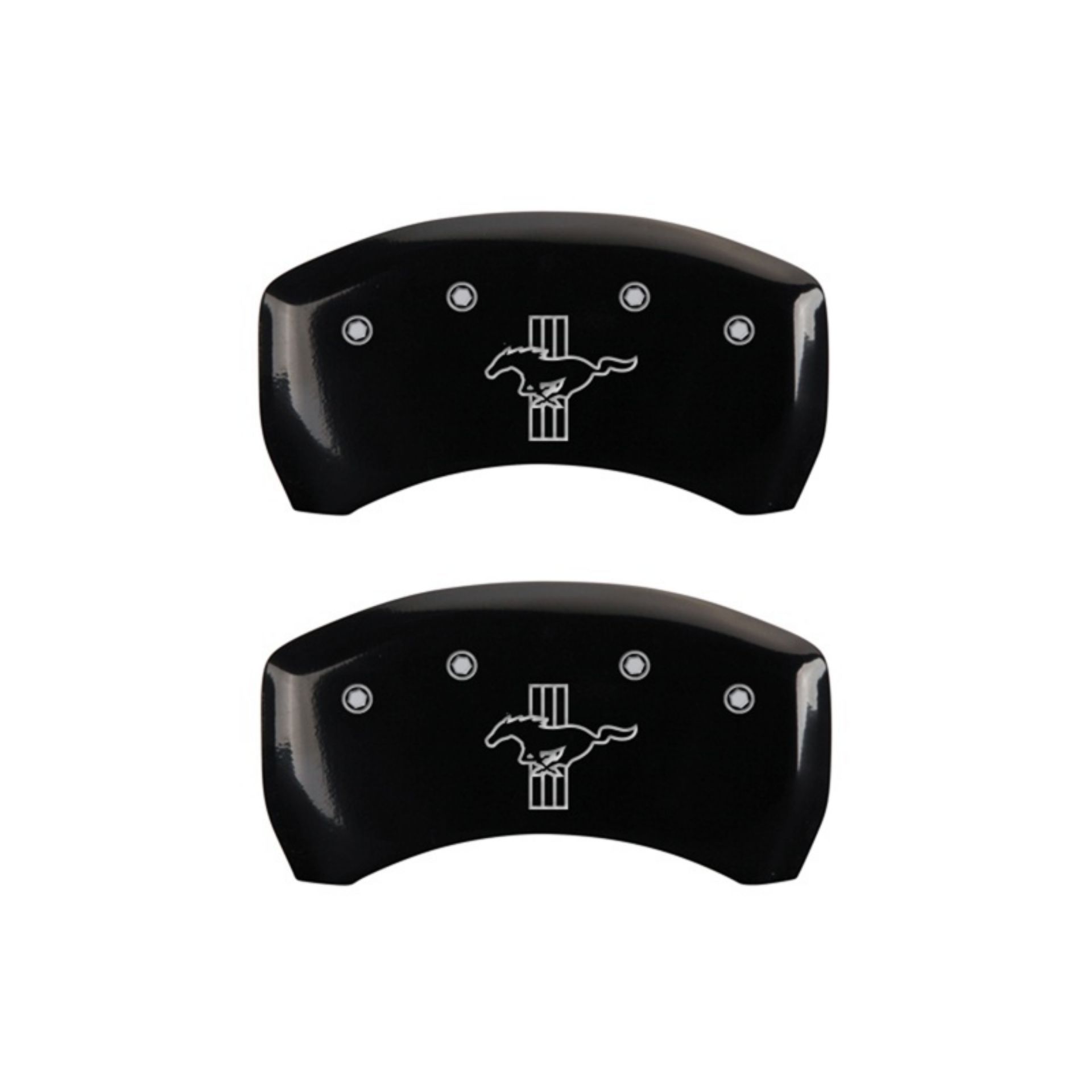 Picture of MGP Rear set 2 Caliper Covers Engraved Rear S197-Bar & Pony Black finish silver ch
