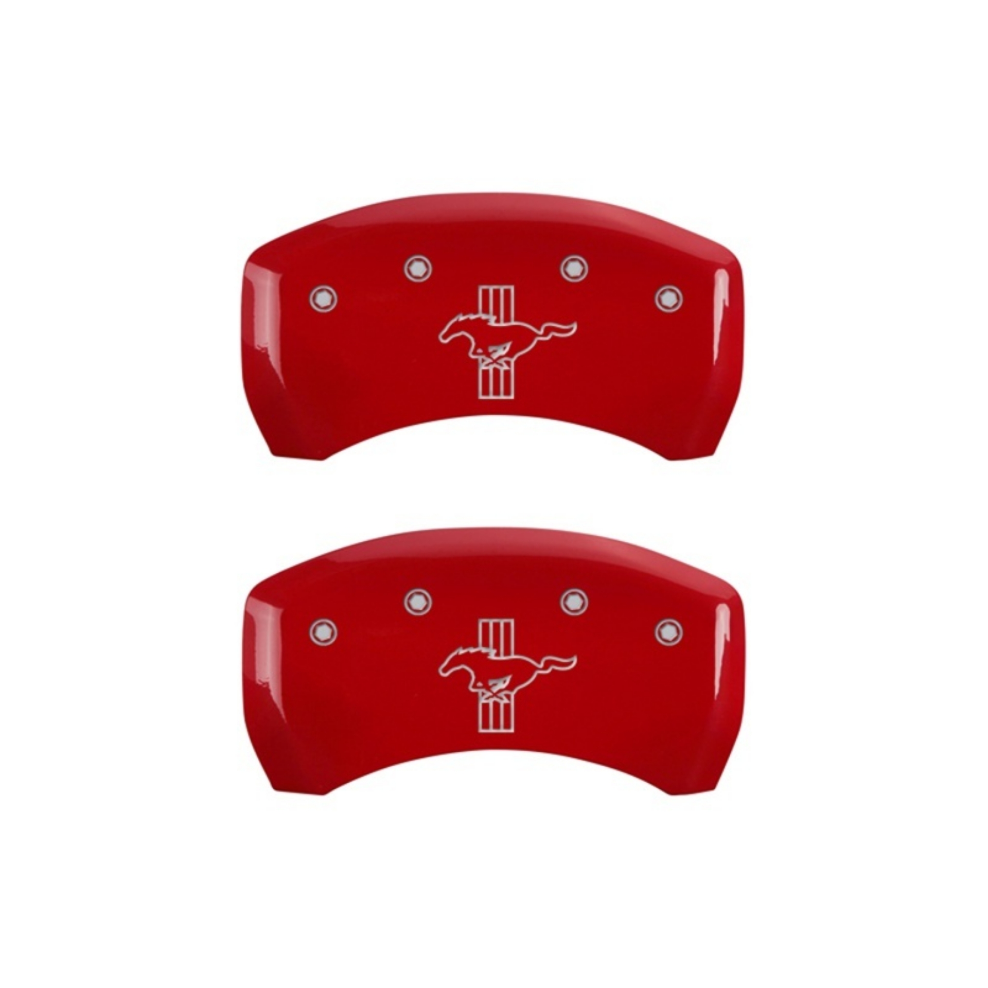 Picture of MGP Rear set 2 Caliper Covers Engraved Rear S197-Bar & Pony Red finish silver ch