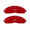 Picture of MGP Front set 2 Caliper Covers Engraved Front MGP Red finish silver ch