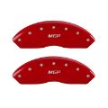 Picture of MGP Front set 2 Caliper Covers Engraved Front MGP Red finish silver ch