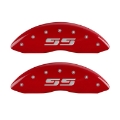 Picture of MGP Front set 2 Caliper Covers Engraved Front Silverado style-SS Red finish silver ch