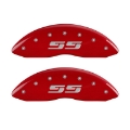 Picture of MGP Front set 2 Caliper Covers Engraved Front Silverado style-SS Red finish silver ch