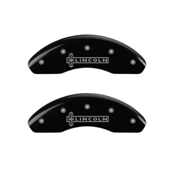 Picture of MGP 4 Caliper Covers Engraved Front Lincoln Engraved Rear Star logo Black finish silver ch