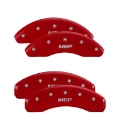 Picture of MGP Front set 2 Caliper Covers Engraved Front MGP Red finish silver ch