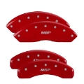 Picture of MGP 4 Caliper Covers Engraved Front Lincoln Engraved Rear MKX Red finish silver ch