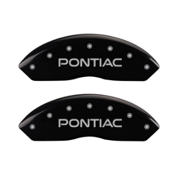 Picture of MGP 4 Caliper Covers Engraved Front Pontiac Engraved Rear GXP Black finish silver ch