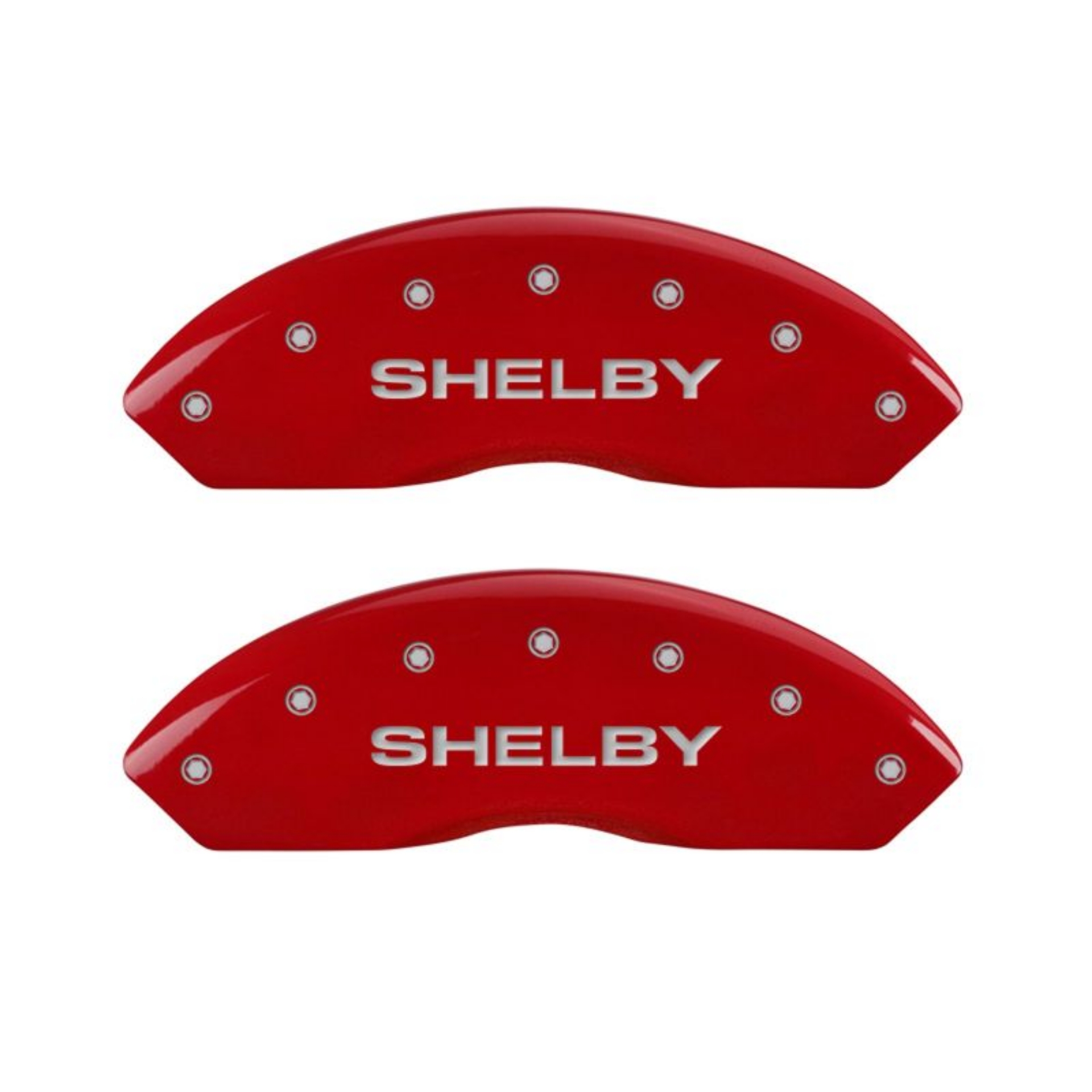 Picture of MGP 4 Caliper Covers Engraved Front Shelby Engraved Rear Tiffany Snake Red finish silver ch