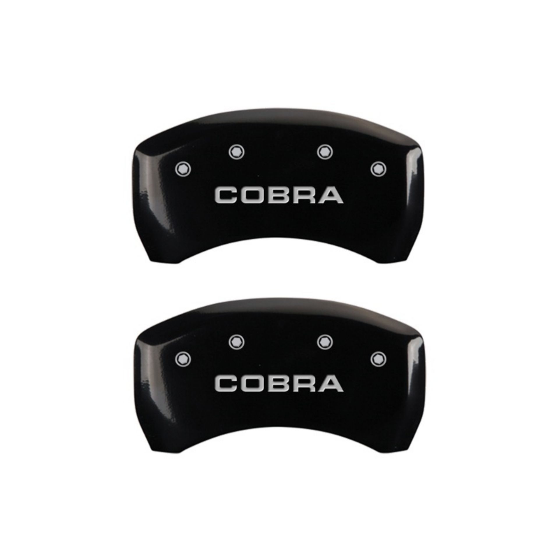 Picture of MGP Rear set 2 Caliper Covers Engraved Rear Cobra Black finish silver ch