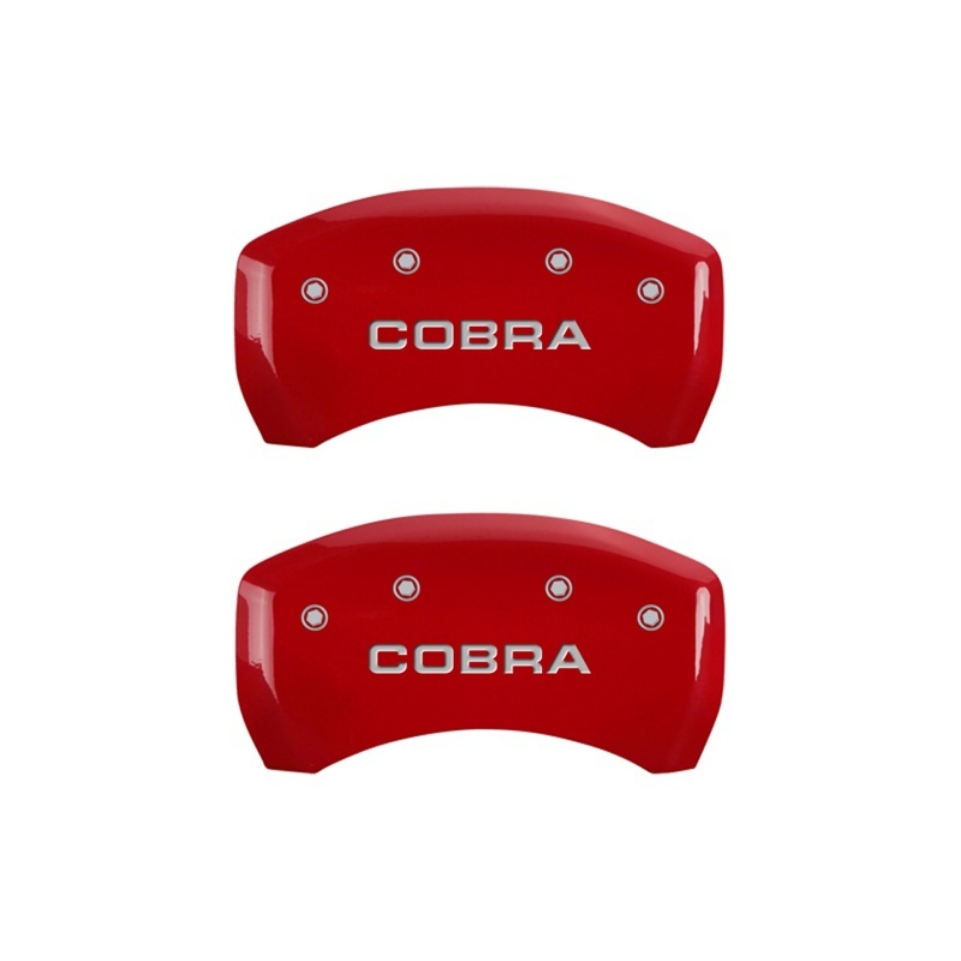 Picture of MGP Rear set 2 Caliper Covers Engraved Rear Cobra Red finish silver ch