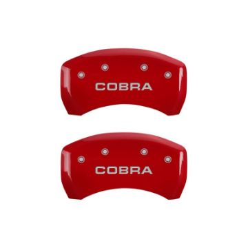 Picture of MGP Rear set 2 Caliper Covers Engraved Rear Cobra Red finish silver ch