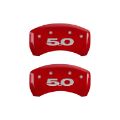 Picture of MGP Rear set 2 Caliper Covers Engraved Rear 50 Red finish silver ch