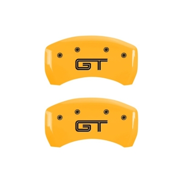 Picture of MGP Rear set 2 Caliper Covers Engraved Rear S197-GT Yellow finish black ch