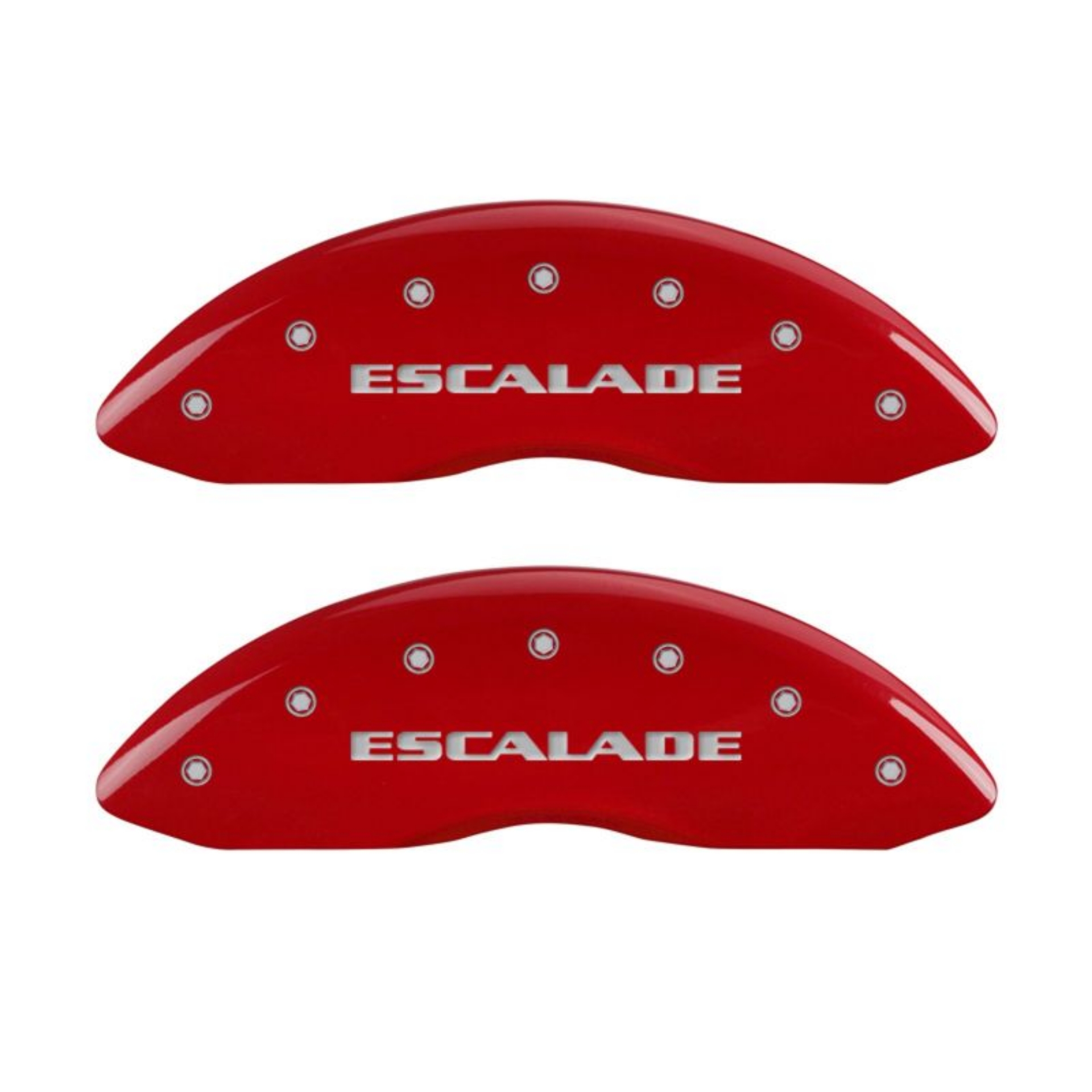 Picture of MGP 4 Caliper Covers Engraved Front Escalade Engraved Rear ESV Red finish silver ch