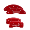 Picture of MGP 4 Caliper Covers Engraved Front Escalade Engraved Rear EXT Red finish silver ch