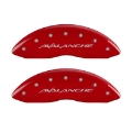 Picture of MGP 4 Caliper Covers Engraved Front & Rear Avalanche Red finish silver ch