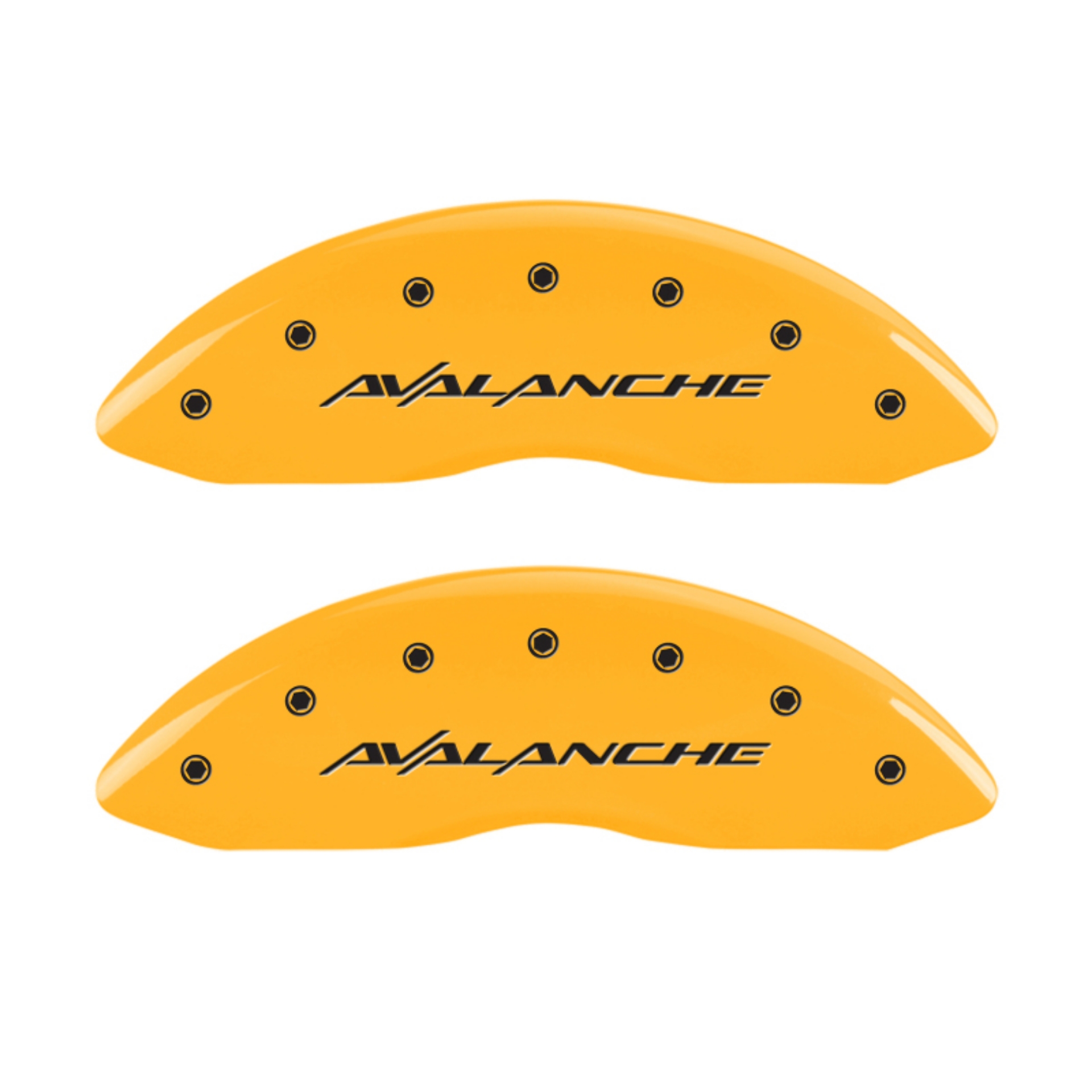 Picture of MGP 4 Caliper Covers Engraved Front & Rear Avalanche Yellow finish black ch