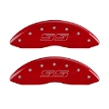 Picture of MGP 4 Caliper Covers Engraved Front & Rear Avalanche style-SS Red finish silver ch
