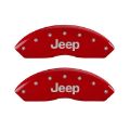 Picture of MGP 4 Caliper Covers Engraved Front JEEP Engraved Rear JEEP Grill logo Red finish silver ch