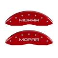 Picture of MGP 4 Caliper Covers Engraved Front JEEP Engraved Rear JEEP Grill logo Red finish silver ch