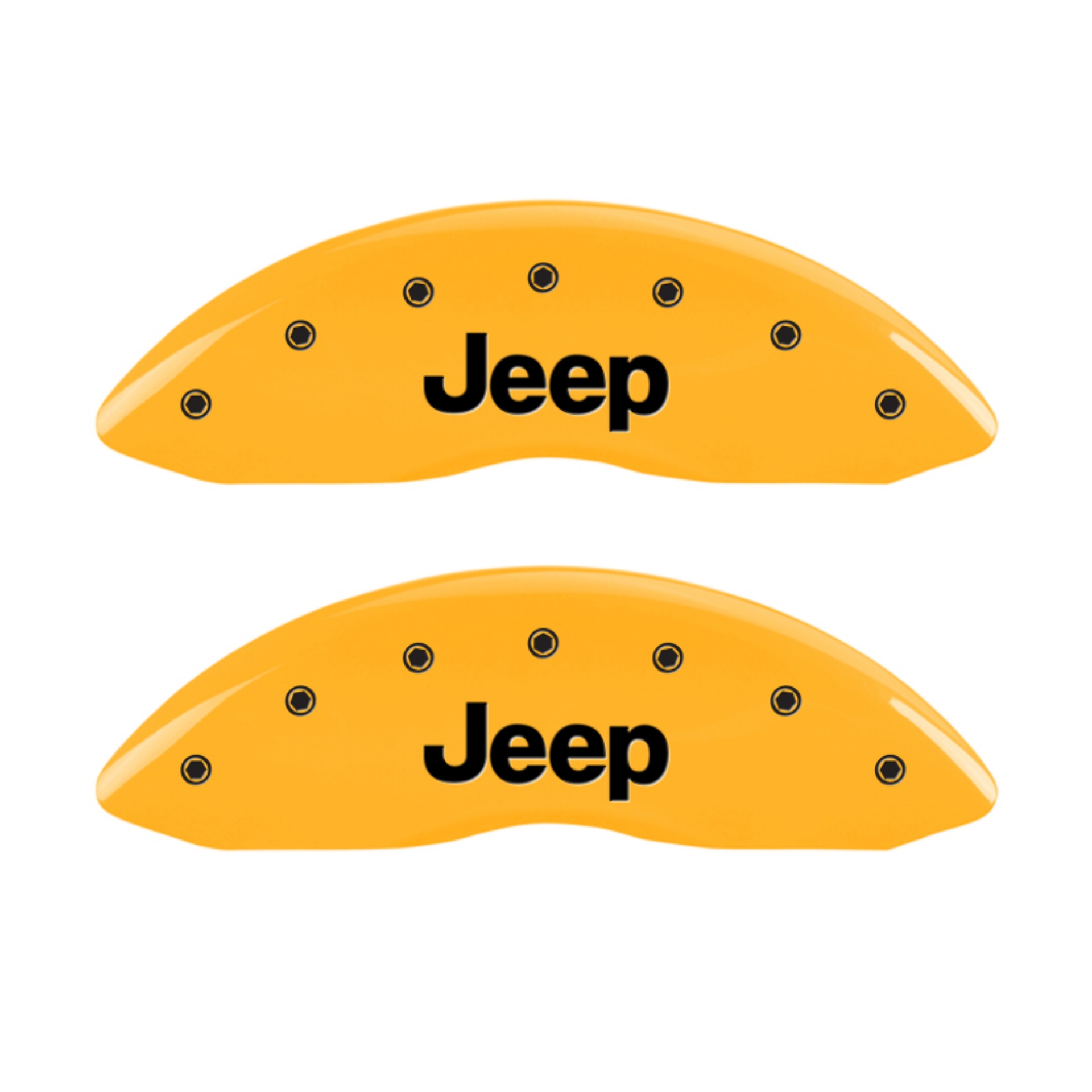 Picture of MGP 4 Caliper Covers Engraved Front JEEP Engraved Rear JEEP Grill logo Yellow finish black ch