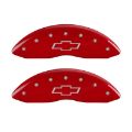 Picture of MGP Front set 2 Caliper Covers Engraved Front Bowtie Red finish silver ch