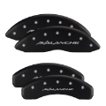 Picture of MGP Front set 2 Caliper Covers Engraved Front Silverado Black finish silver ch